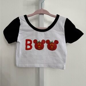 WRK Kids Halloween Boo Crop Top- Black and White